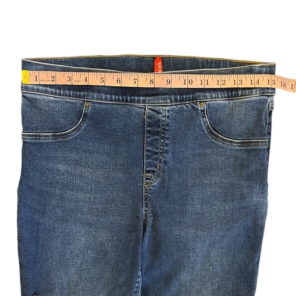 Spanx Distressed Denim High Rise Elastic Waist Jeggings Women's Large - Picture 6 of 11
